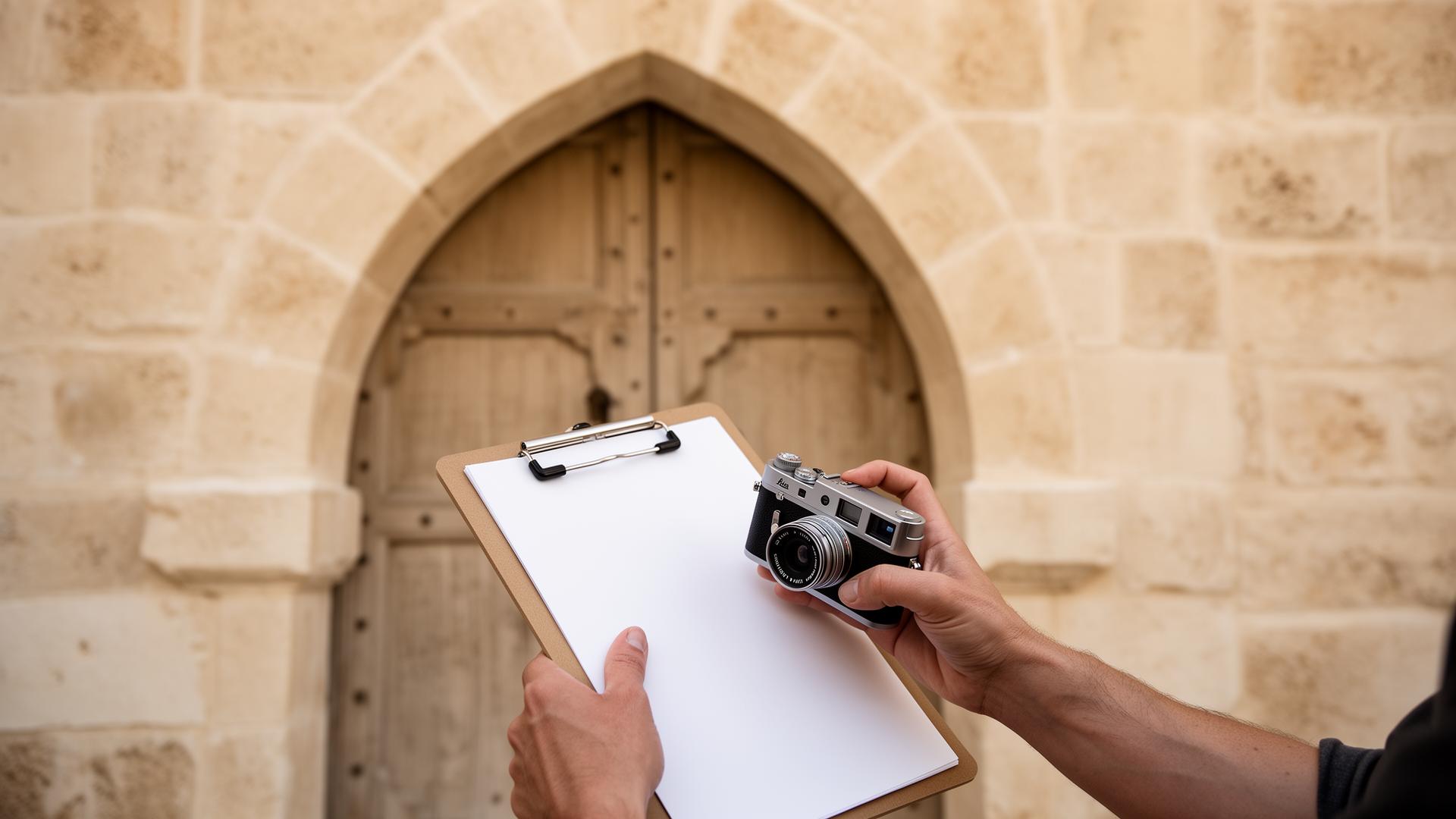Inspection of a stone arched doorway