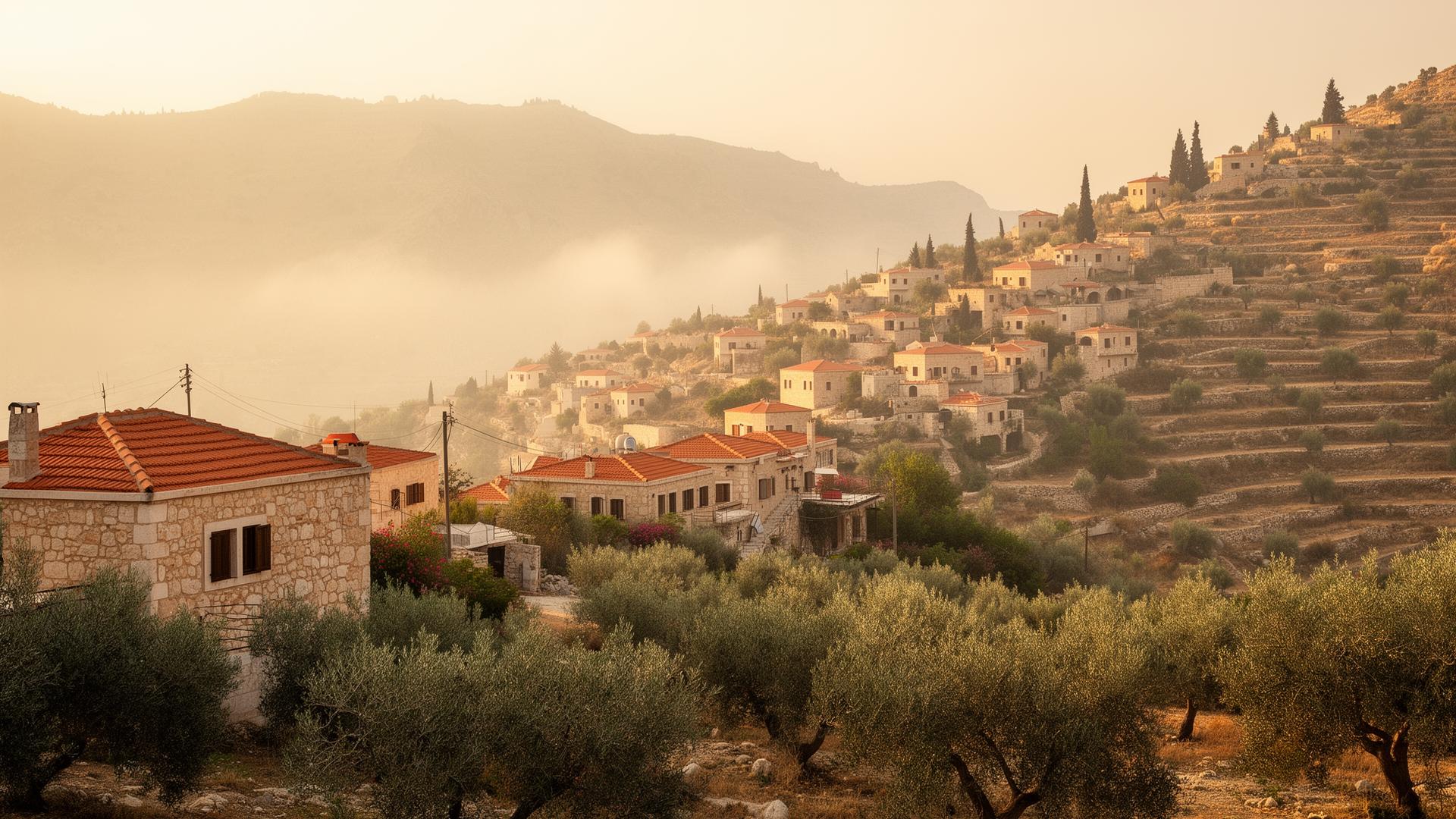 Lebanese mountain village at dawn