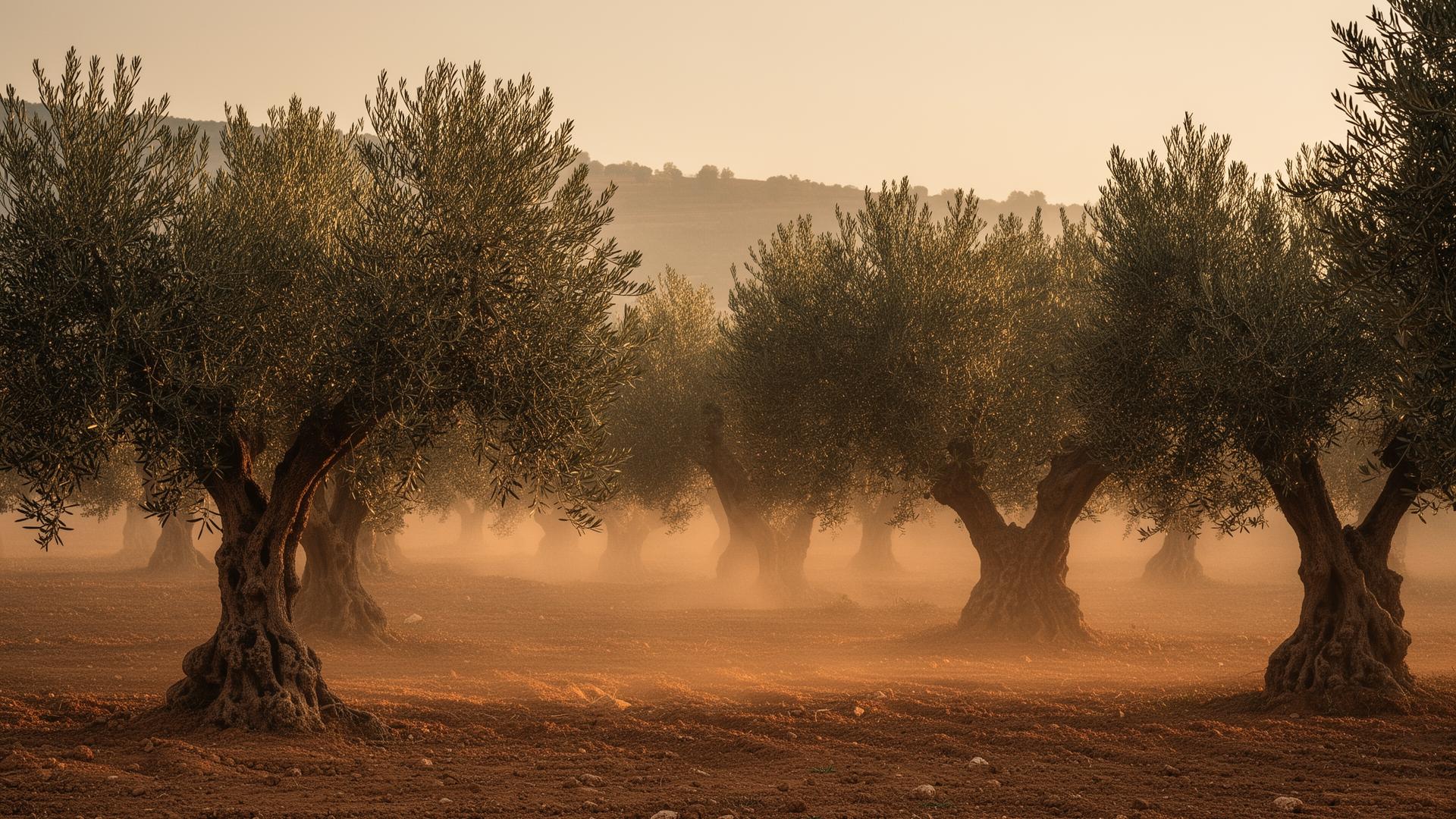 Olive grove at golden hour